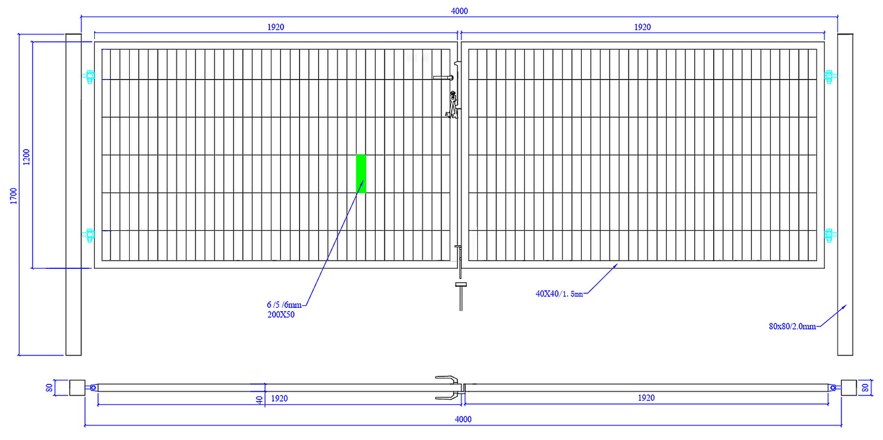 Brama ogrodzeniowa SX 656 PRO - 1,00 x 1,20 m