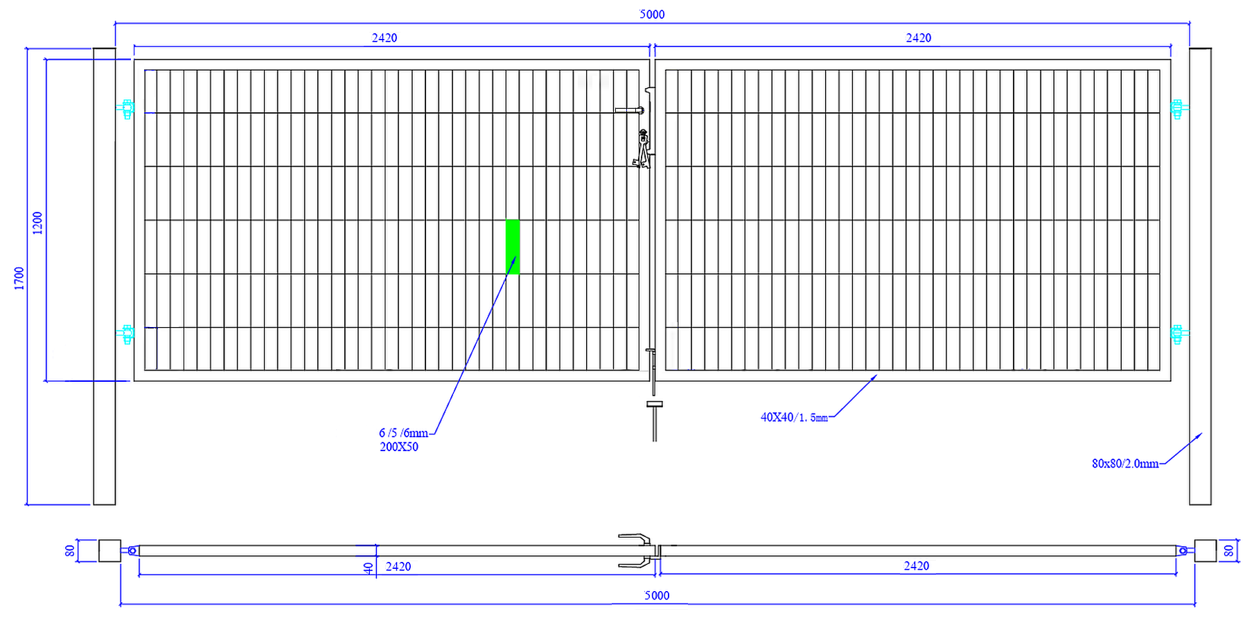 Brama ogrodzeniowa SX 656 PRO - 1,00 x 1,20 m