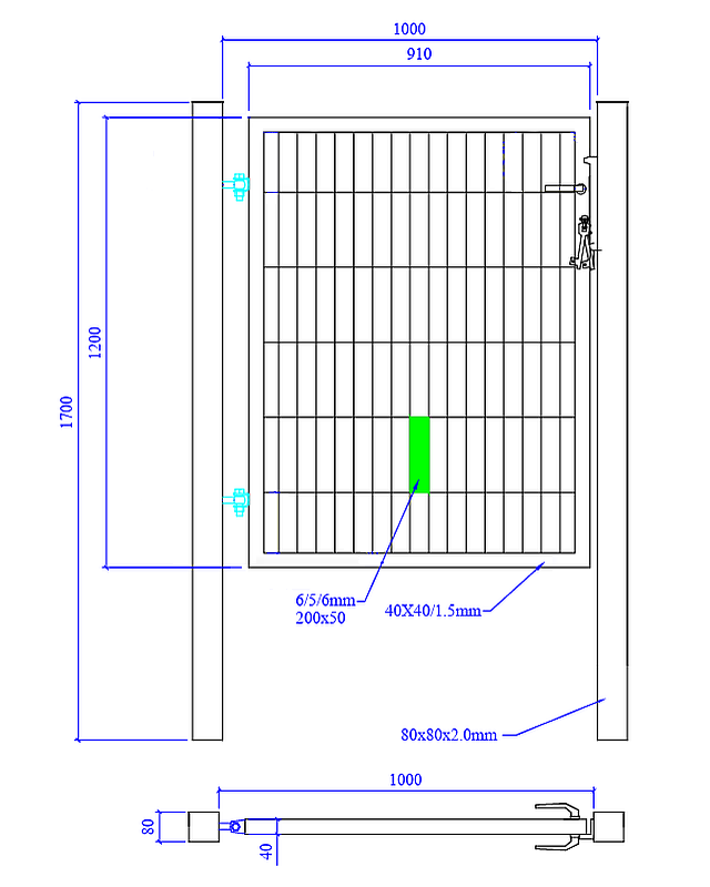 Furtka ogrodzeniowa SX 656 - 1,00 x 1,20 m