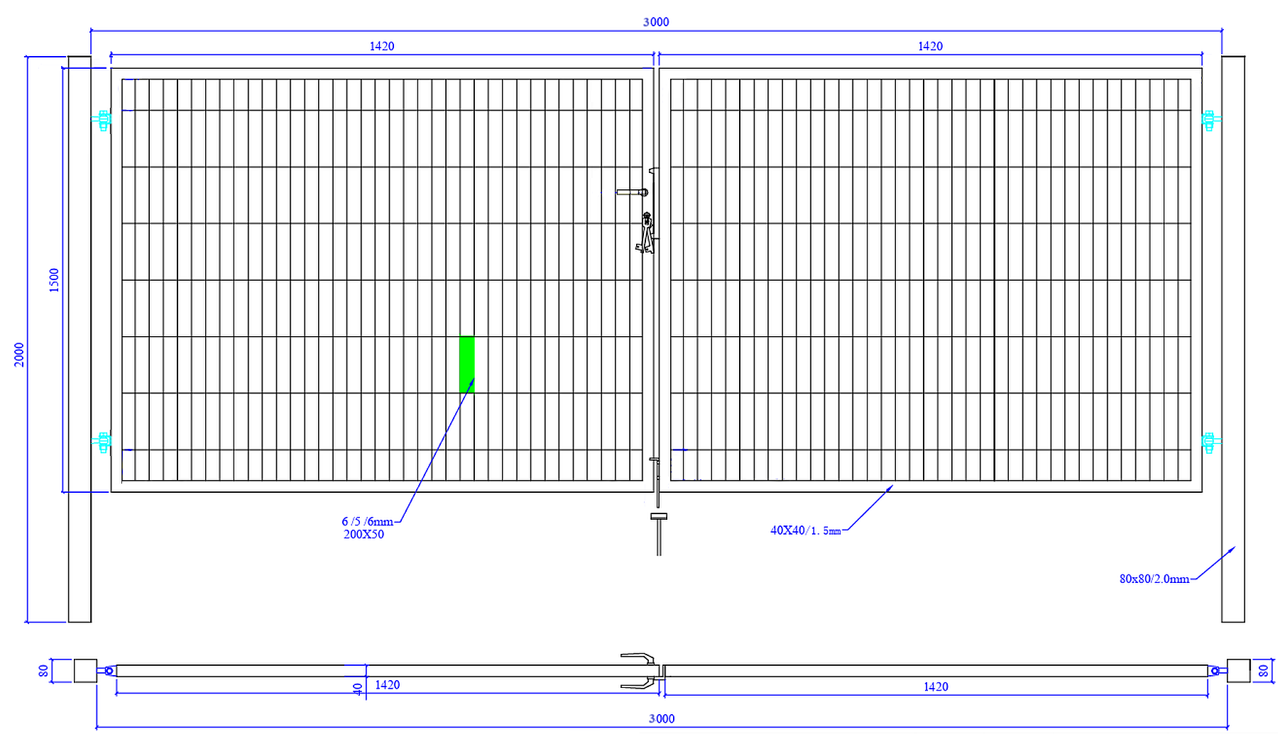 Brama ogrodzeniowa SX 656 PRO - 1,00 x 1,50 m