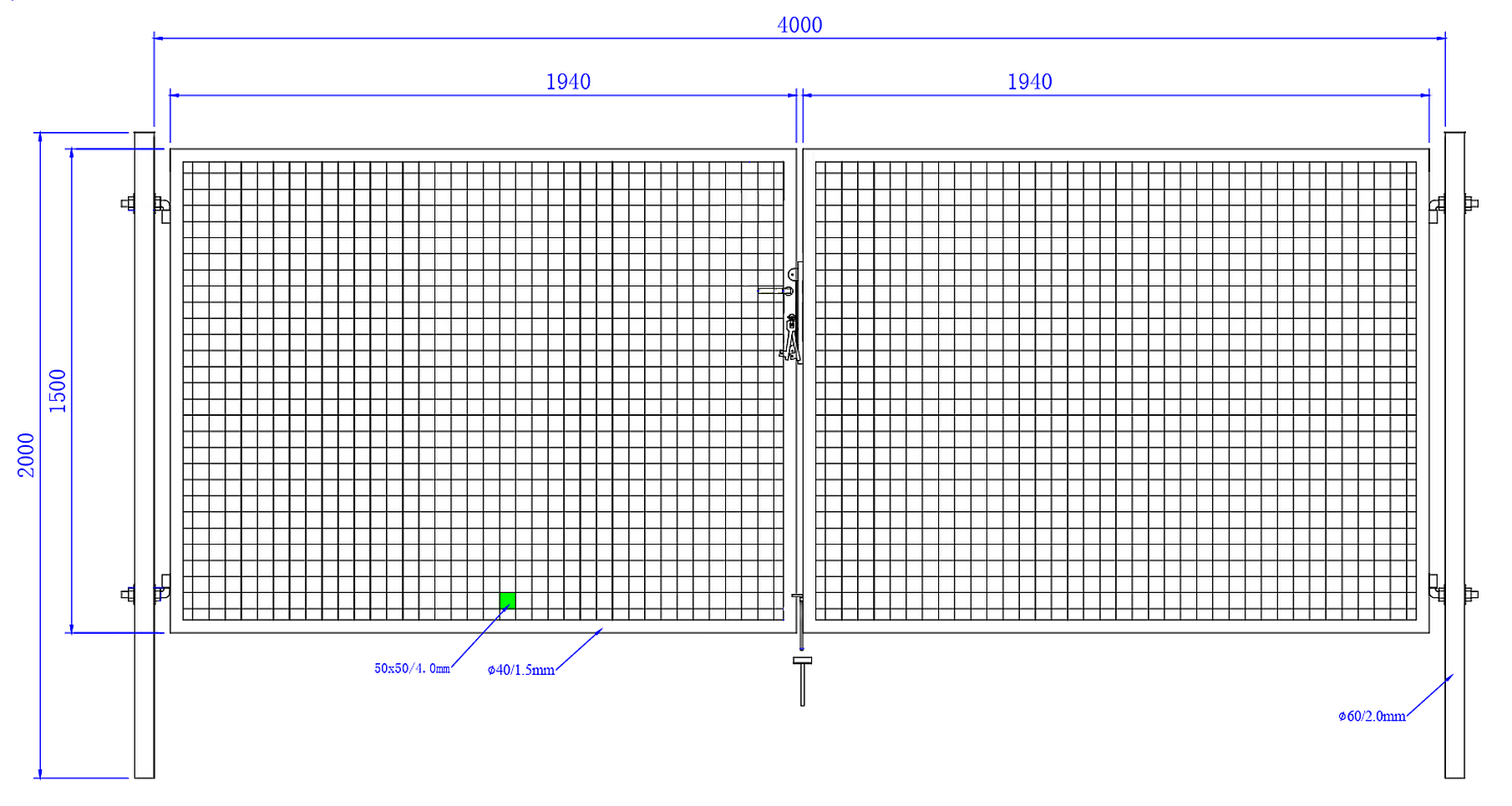 Brama ogrodzeniowa SX - 4,00 x 1,50 m