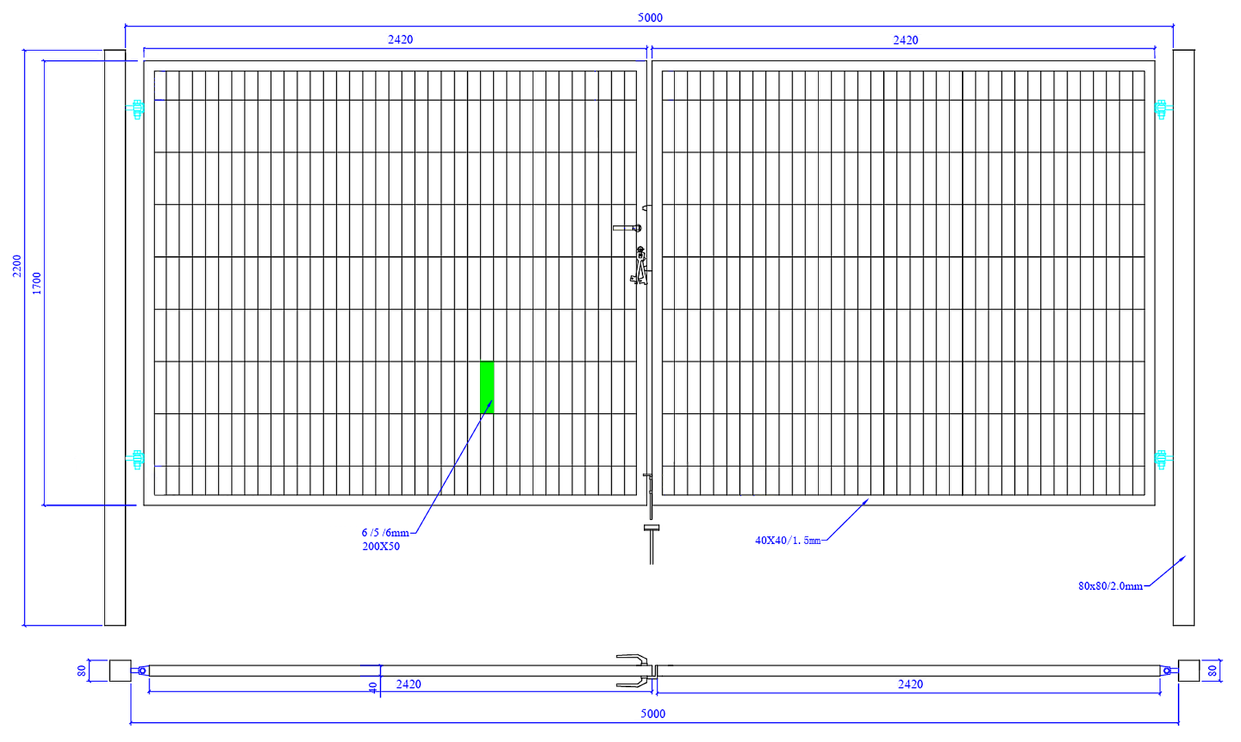 Brama ogrodzeniowa SX 656 PRO - 1,00 x 1,70 m