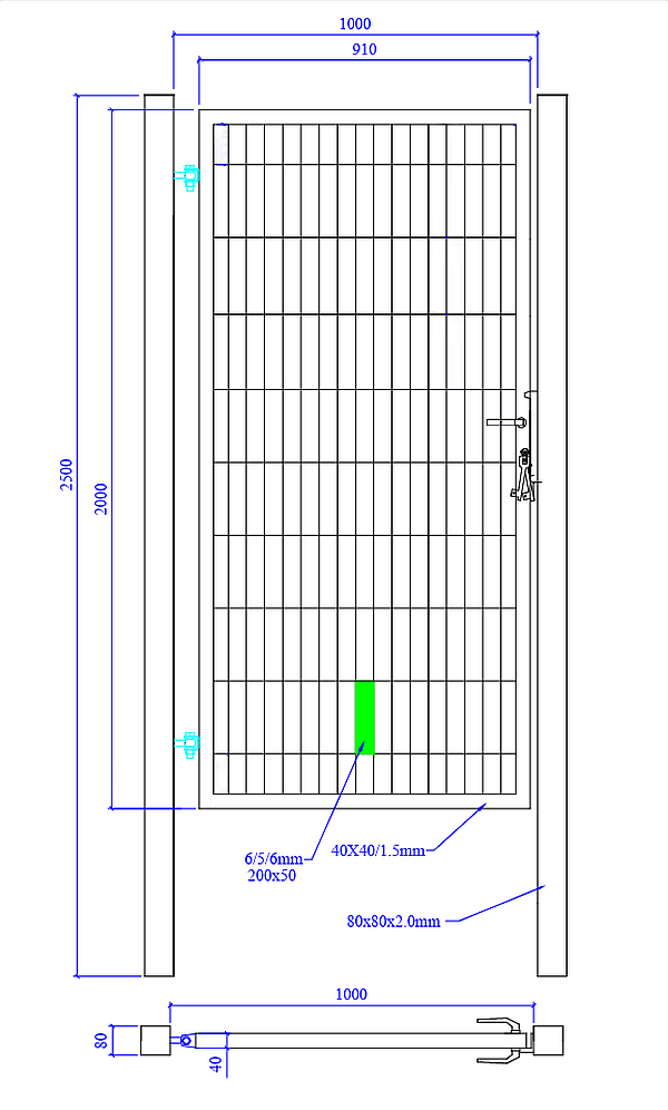 Furtka ogrodzeniowa SX 656 - 1,00 x 2,00 m