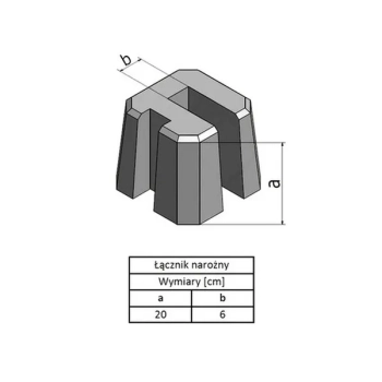 Pustak - łącznik narożny do podmurówek betonowych pełnych wysoko